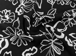 Штапель шовковистий ромашкове поле, чорний - інтернет-магазин tkani-atlas.com.ua