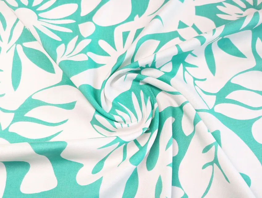 Штапель шовковистий квіткова абстракція, ментоловий - фото 1 - інтернет-магазин tkani-atlas.com.ua