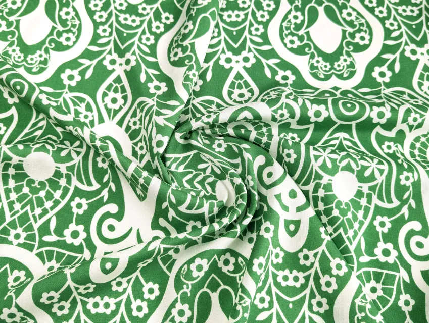 Штапель шелковистый орнамент, зеленый - фото 1 - интернет-магазин tkani-atlas.com.ua