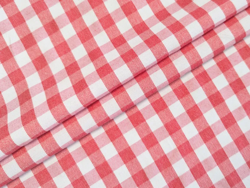 Клетка рубашечная плотная клетка  10 мм, коралловый - фото 1 - интернет-магазин tkani-atlas.com.ua