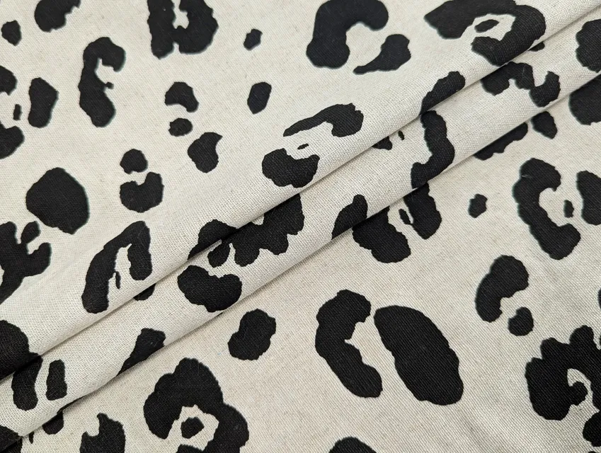 Льон з віскозою уцінка (прокрас), бежевий з чорним - фото 1 - інтернет-магазин tkani-atlas.com.ua