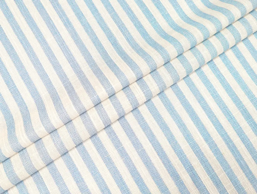 Льон віскоза смужка 6 мм, блакитний з молочним - фото 1 - інтернет-магазин tkani-atlas.com.ua