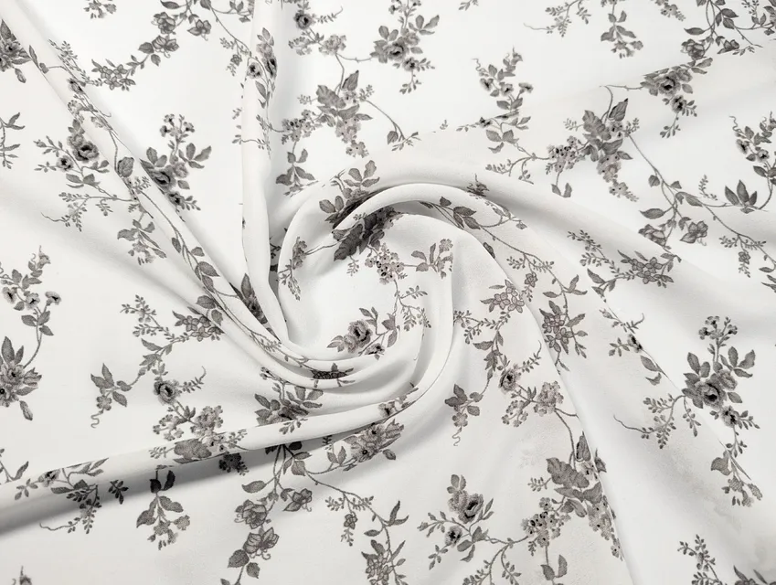 Креп шифон квіткове плетіння, молочний з сірим - фото 1 - інтернет-магазин tkani-atlas.com.ua