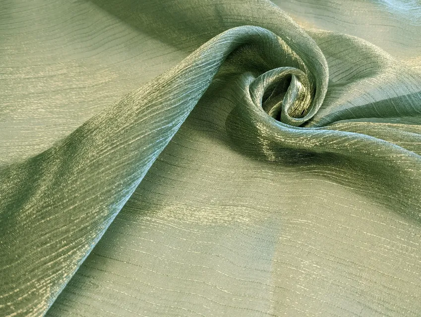 Органза крэш, светлый хаки (отрез 1 м) - фото 1 - интернет-магазин tkani-atlas.com.ua