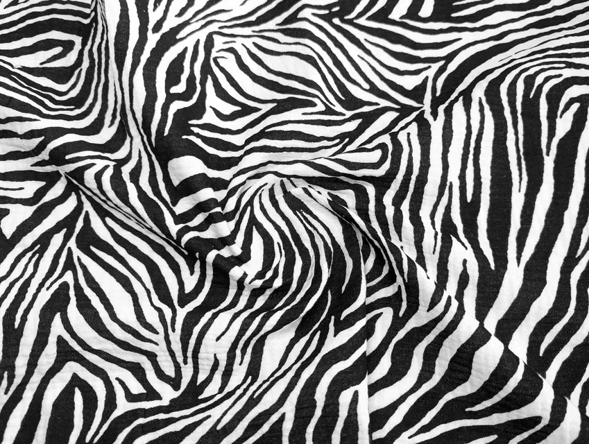 Муслін малюнок зебра, чорний з молочним - фото 1 - інтернет-магазин tkani-atlas.com.ua