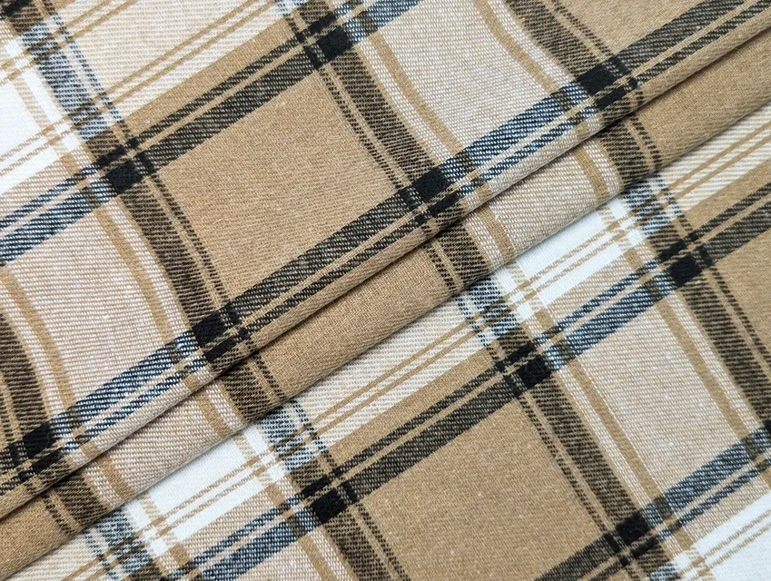 Коттон рубашечный клетка 110 мм, темный бежевый - фото 1 - интернет-магазин tkani-atlas.com.ua