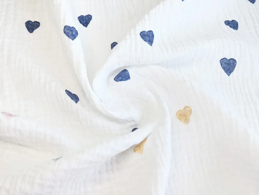 Муслин рисунок сердечки, молочный - фото 1 - интернет-магазин tkani-atlas.com.ua