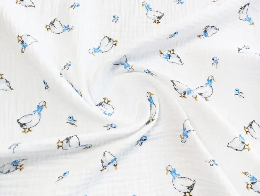 Муслин рисунок гуси, молочный - фото 1 - интернет-магазин tkani-atlas.com.ua
