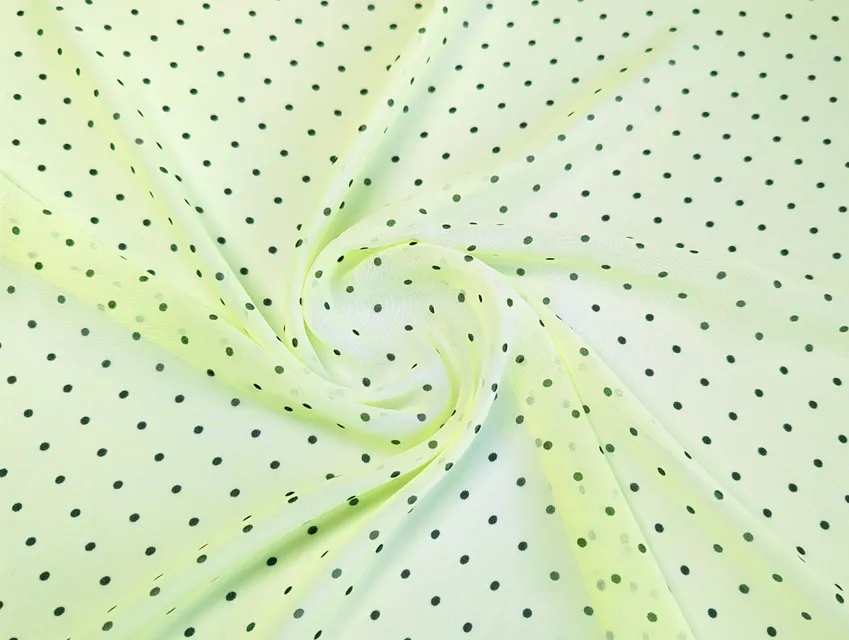 Шифон креповый горошки, лимонно-желтый - фото 1 - интернет-магазин tkani-atlas.com.ua