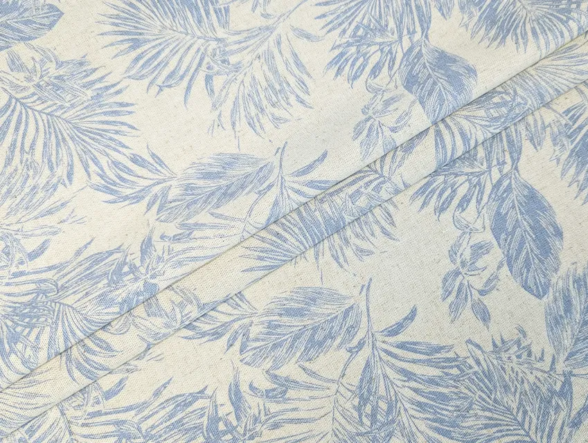 Льон з віскозою папороть, блакитний - фото 1 - інтернет-магазин tkani-atlas.com.ua