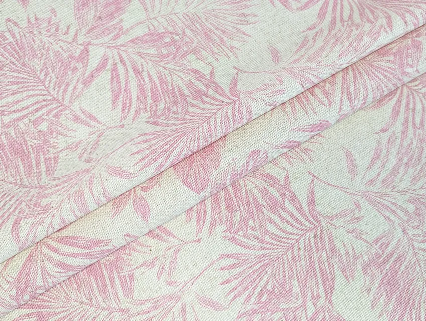 Льон з віскозою папороть, рожевий - фото 1 - інтернет-магазин tkani-atlas.com.ua