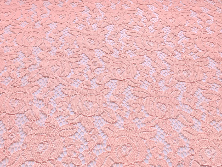 Гипюр стрейчевый мальва, персиковый - фото 1 - интернет-магазин tkani-atlas.com.ua