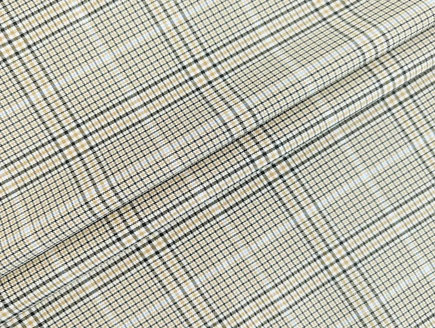 Костюмный тиар клетка 85 мм, бежевый с черным - фото 1 - интернет-магазин tkani-atlas.com.ua