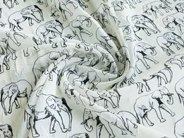 Шифон креш слоники, молочно-черный (отрез 1,3 м) - интернет-магазин tkani-atlas.com.ua