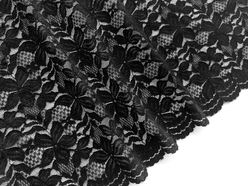 Гипюр стрейч Классика цветочный, черный - фото 1 - интернет-магазин tkani-atlas.com.ua
