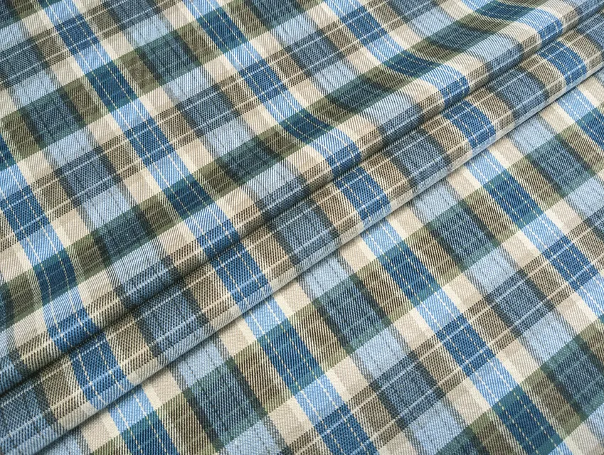 Костюмний тіар клітинка 65 мм, бежевий з блакитним - фото 1 - інтернет-магазин tkani-atlas.com.ua