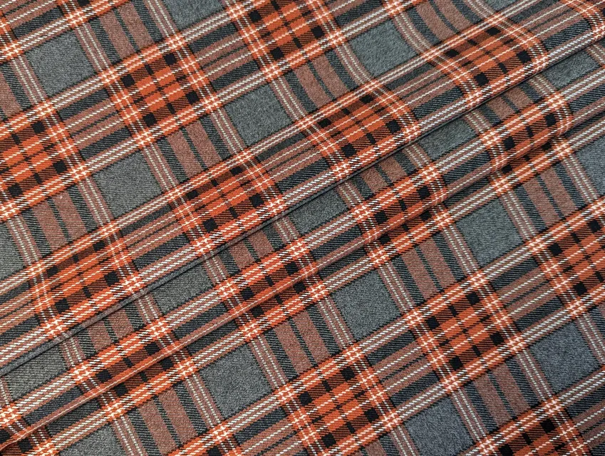 Костюмный тиар клетка 67 мм, серый с кирпичным - фото 1 - интернет-магазин tkani-atlas.com.ua