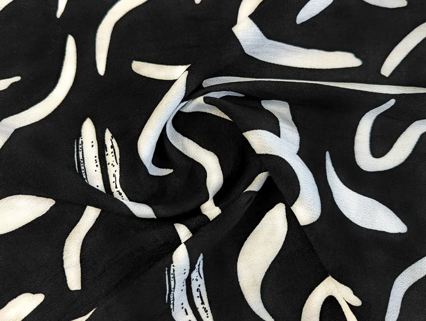 Льон бохо рисунок абстракция, черный с молочным - фото 1 - интернет-магазин tkani-atlas.com.ua