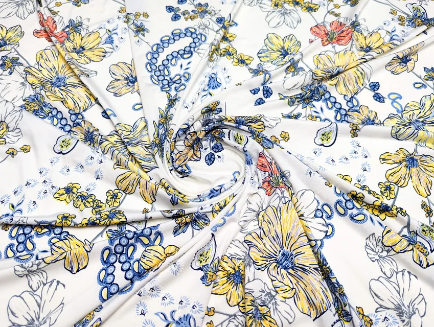 Масло лакр квіткова композиція, багатокольоровий на молочному - фото 1 - інтернет-магазин tkani-atlas.com.ua