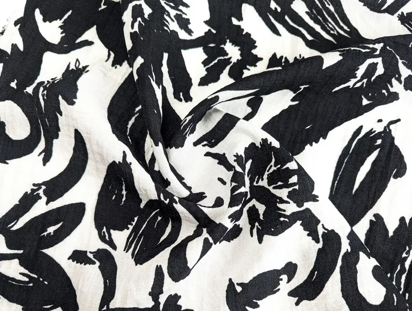 Льон Бохо квіткова абстракція, білий - фото 1 - інтернет-магазин tkani-atlas.com.ua