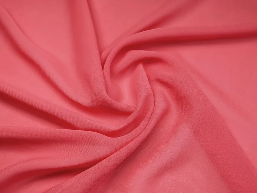 Шифон однотонный, коралл (отрез 2,9 м) - фото 1 - интернет-магазин tkani-atlas.com.ua