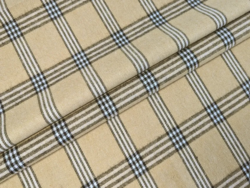 Котон сорочковий клітина 75 мм, чорний на бежевому - фото 1 - інтернет-магазин tkani-atlas.com.ua
