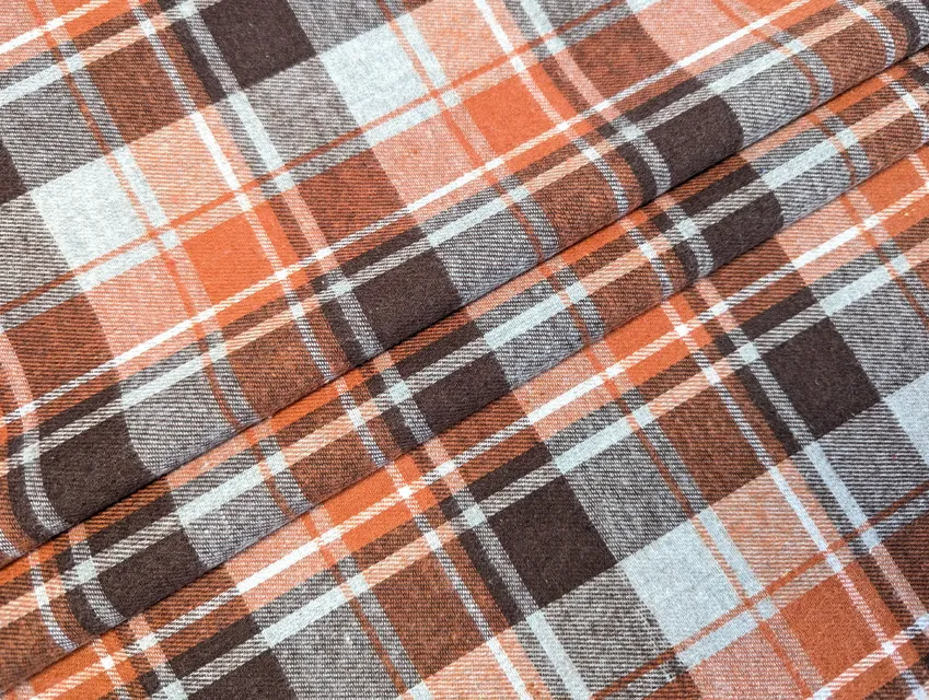 Коттон рубашечный клетка 110 мм, коричневый с серым - фото 1 - интернет-магазин tkani-atlas.com.ua