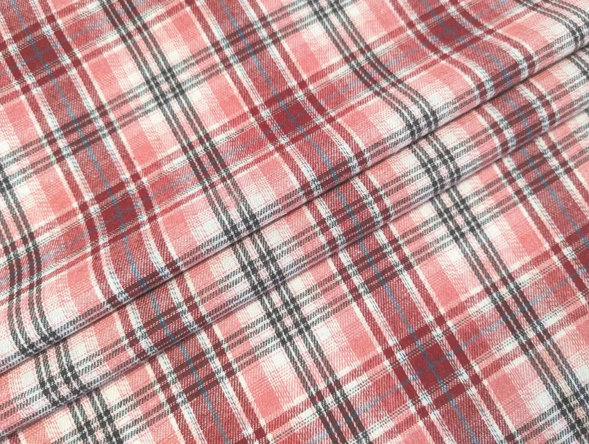Котон сорочковий клітина 105 мм, бордовий з рожевим - фото 1 - інтернет-магазин tkani-atlas.com.ua