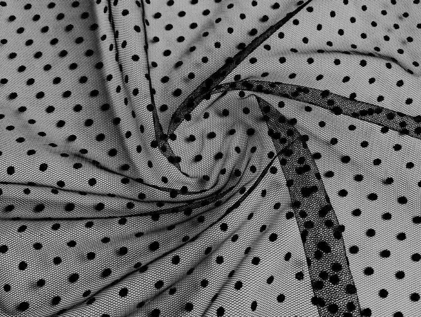 Сетка с флоком горох 5 мм, черный - фото 1 - интернет-магазин tkani-atlas.com.ua