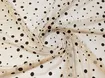 Сітка з флоком розсип горошків, чорний на бежевому - інтернет-магазин tkani-atlas.com.ua