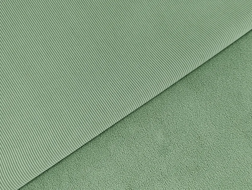 Трикотаж рубчик на хутрі, світлий хакі - фото 1 - інтернет-магазин tkani-atlas.com.ua