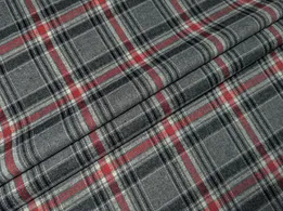 Котон сорочковий клітка 95 мм, сірий з червоним - інтернет-магазин tkani-atlas.com.ua
