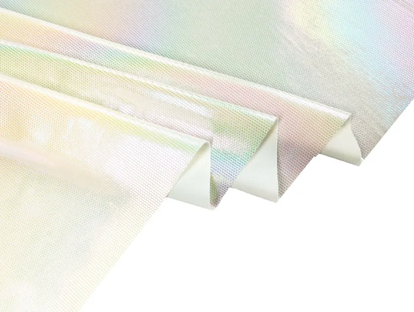 Трикотаж масло диско веселка голограма веселка крапки, вершковий - фото 1 - інтернет-магазин tkani-atlas.com.ua