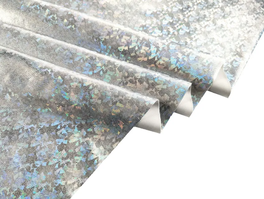 Трикотаж масло диско веселка велика голограма, срібло - фото 1 - інтернет-магазин tkani-atlas.com.ua