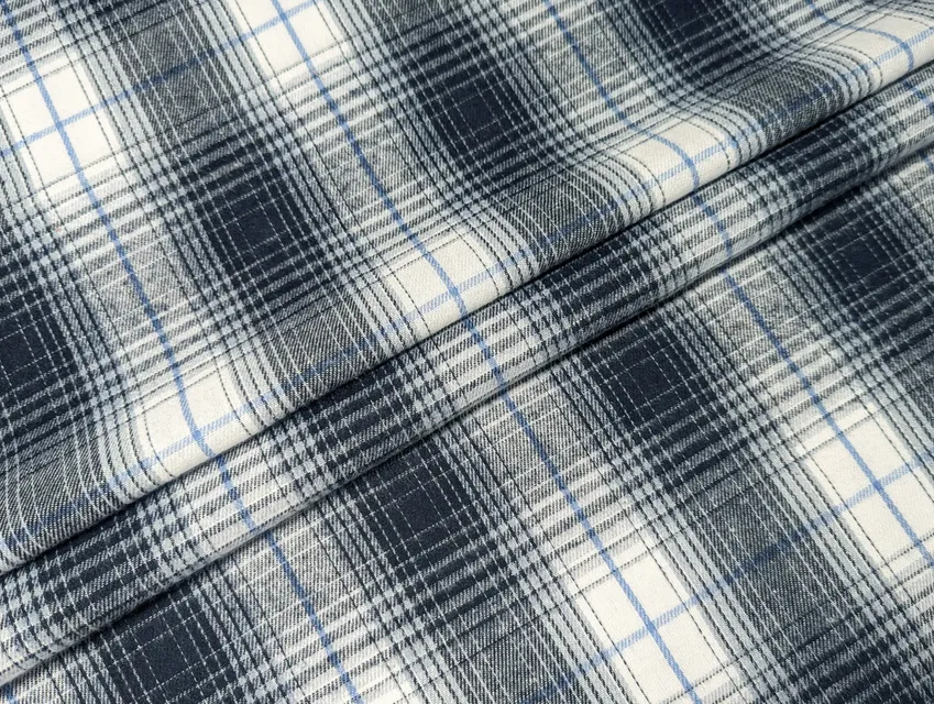 Коттон рубашечный клетка 150 мм, серо-голубой - фото 1 - интернет-магазин tkani-atlas.com.ua