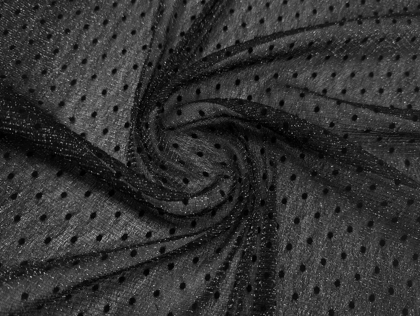 Сітка пліссе горошки, чорний - фото 1 - інтернет-магазин tkani-atlas.com.ua