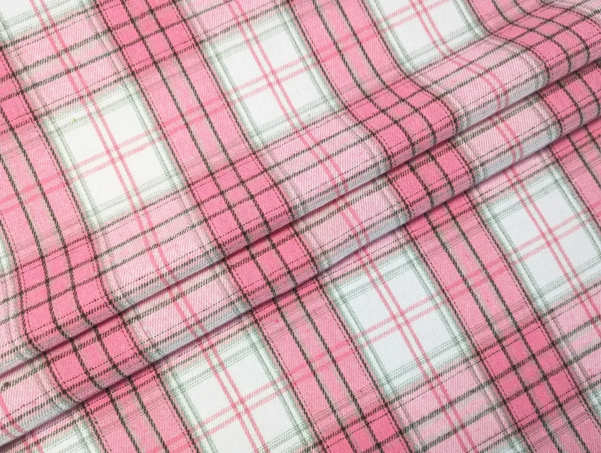 Коттон рубашечный клетка 130 мм, розовый с молочным - фото 1 - интернет-магазин tkani-atlas.com.ua