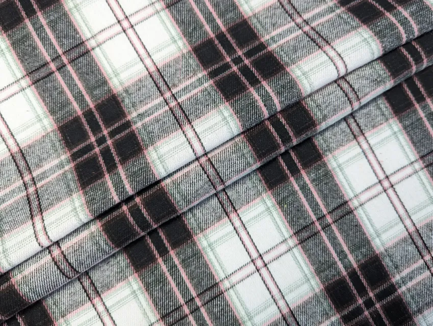 Котон сорочковий клітина 130 мм, чорний з рожевим - фото 1 - інтернет-магазин tkani-atlas.com.ua