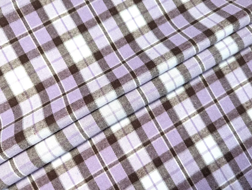 Коттон рубашечный клетка 95 мм, коричневый с сиреневым - фото 1 - интернет-магазин tkani-atlas.com.ua