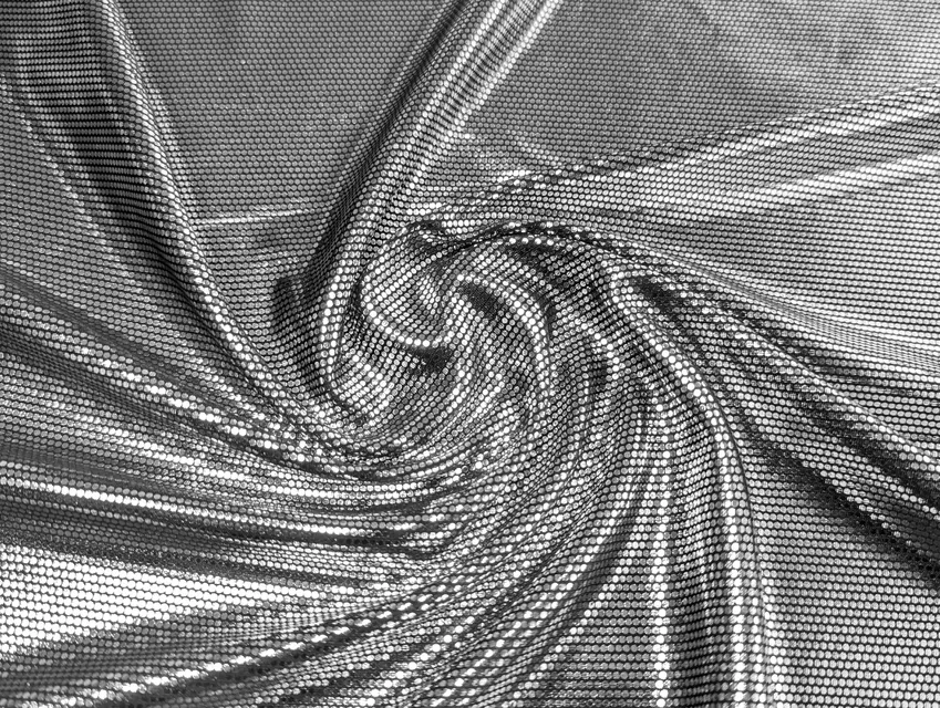 Трикотаж масло нарядне лазер, срібло на чорному - фото 1 - інтернет-магазин tkani-atlas.com.ua