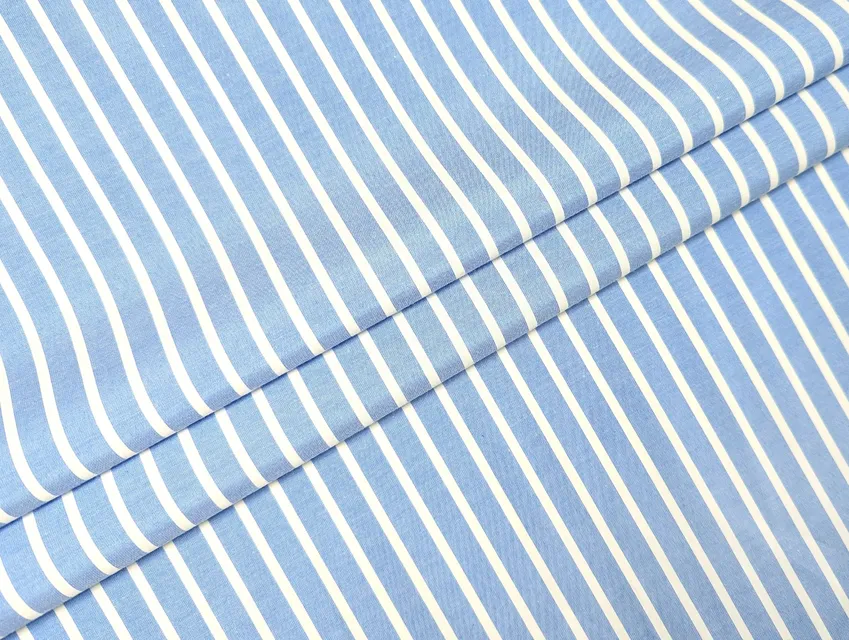 Котон рубашка смужка 12 мм, блакитний джинсовий - фото 1 - інтернет-магазин tkani-atlas.com.ua