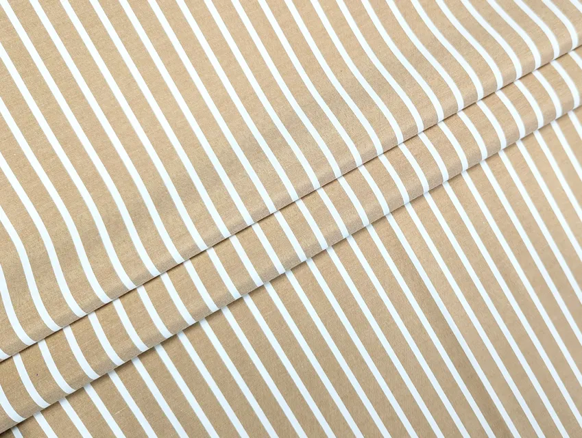 Котон рубашка смужка 12 мм, бежевий - фото 1 - інтернет-магазин tkani-atlas.com.ua