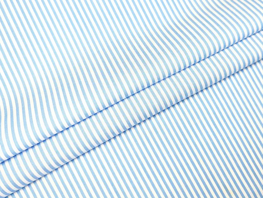 Котон рубашка смужка 3 мм, блакитний з білим - фото 1 - інтернет-магазин tkani-atlas.com.ua