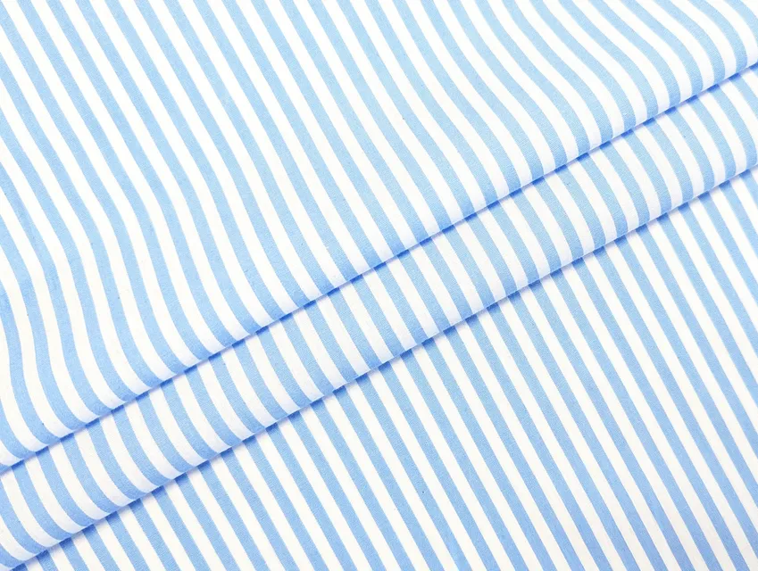 Коттон рубашка полоска 4 мм, голубой с белым - фото 1 - интернет-магазин tkani-atlas.com.ua