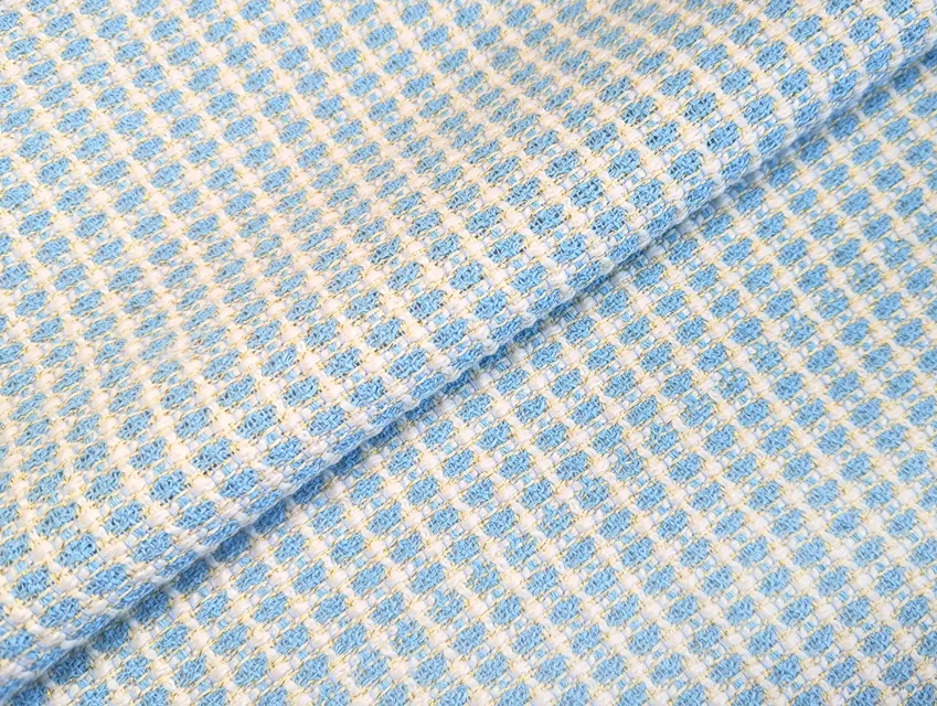 Шанель твід клітинка 13 мм, блакитний (відріз 1,3 м) - фото 1 - інтернет-магазин tkani-atlas.com.ua