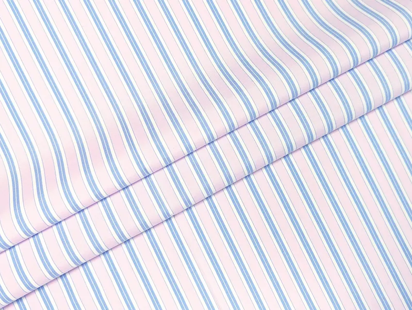 Сорочковий поплін смужка 15 мм, блакитний з рожевим - фото 1 - інтернет-магазин tkani-atlas.com.ua