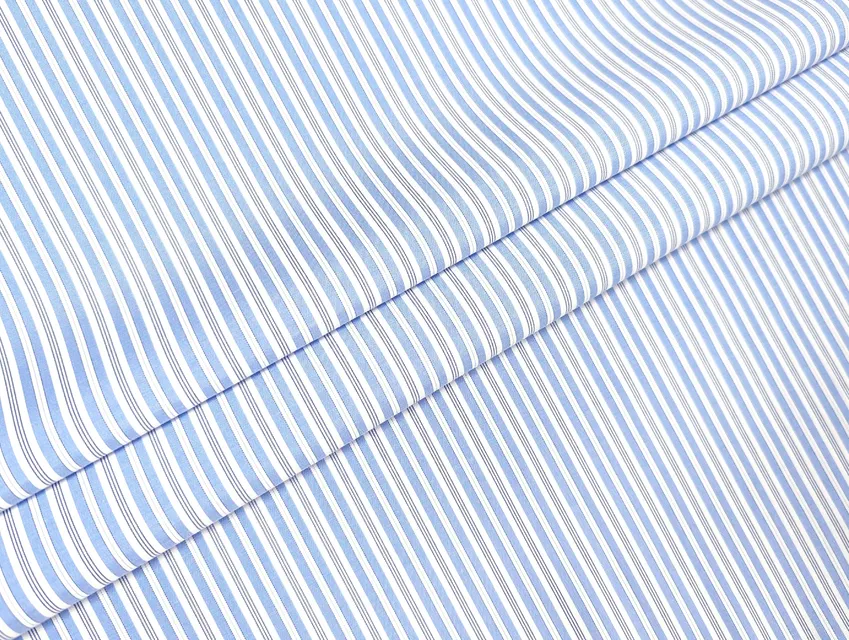 Сорочковий поплін смужка 13 мм, блакитний з білим - фото 1 - інтернет-магазин tkani-atlas.com.ua