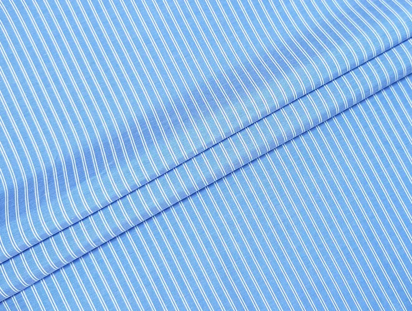 Сорочковий поплін смужка 6 мм, блакитний джинсовий - фото 1 - інтернет-магазин tkani-atlas.com.ua