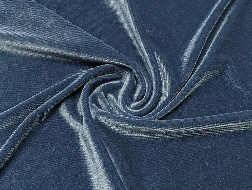Бархат стрейч Венеция, джинсовый голубой (отрез 0,9 м) - фото 1 - интернет-магазин tkani-atlas.com.ua