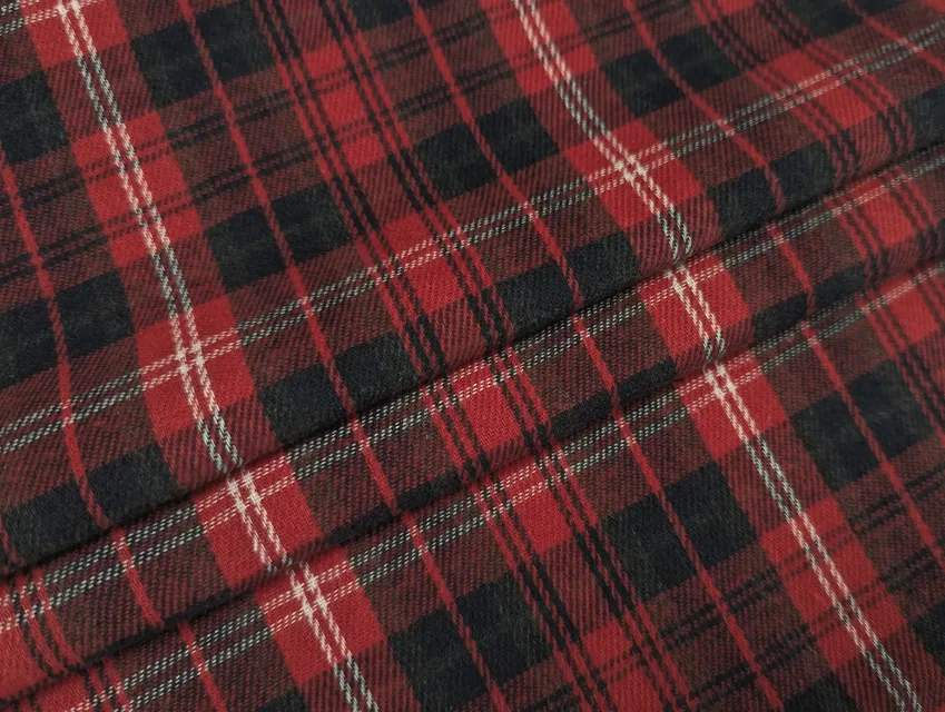 Коттон рубашечный клетка 90 мм, черный на красном - фото 1 - интернет-магазин tkani-atlas.com.ua